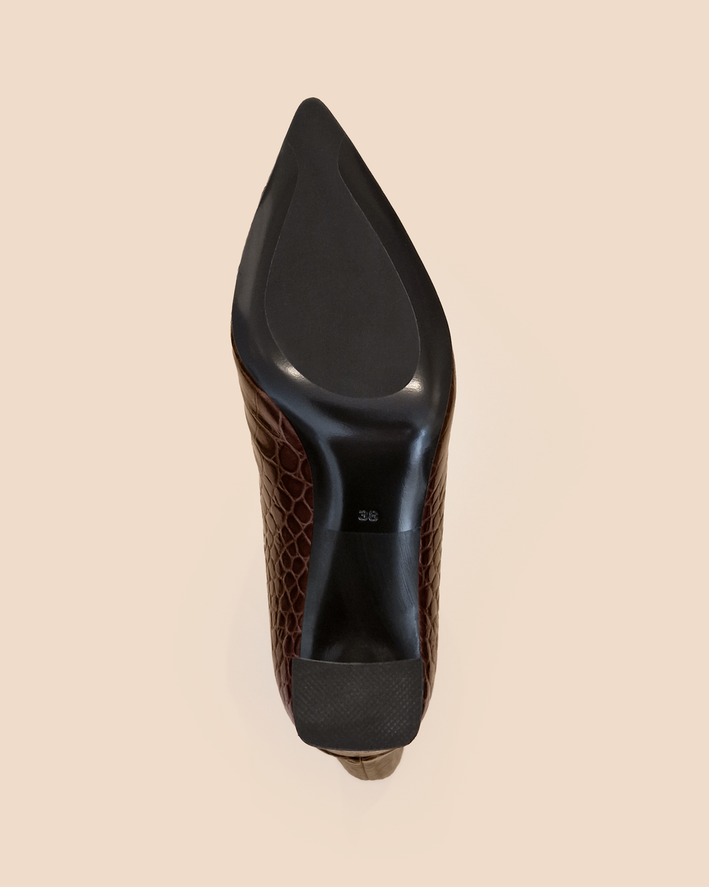 CHOCOLATE CROCODILE FASHION BOOTS WITH HIGH BLOCK HEEL WASSILY CHOCOLATE CROC