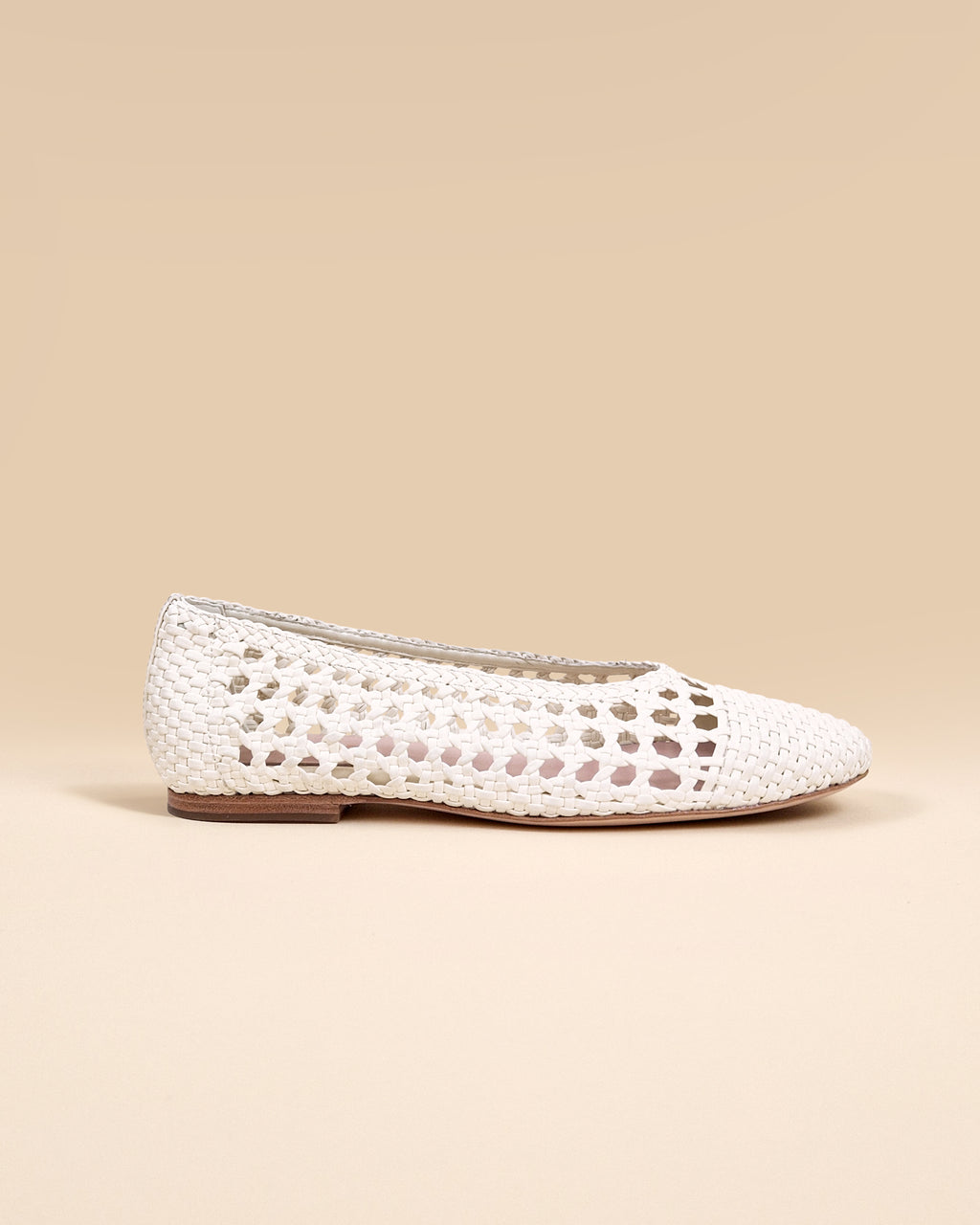 Aria White braided faux leather ballerina flat