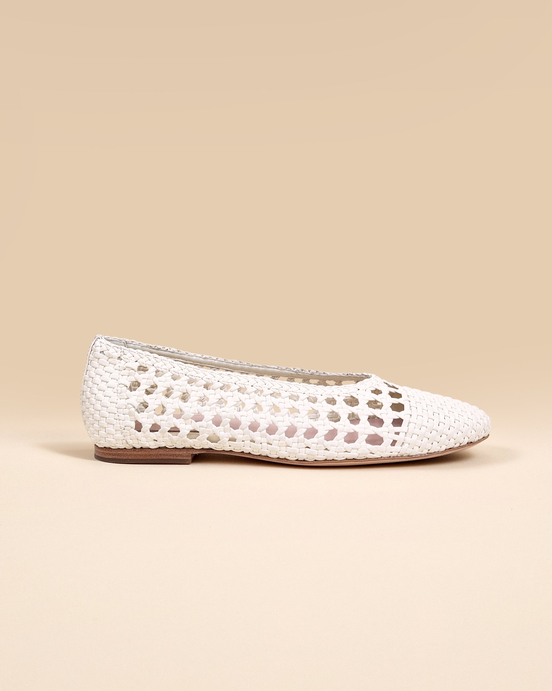 Aria White braided faux leather ballerina flat