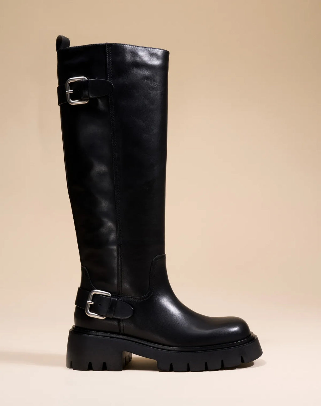 HERPEN BLACK LEATHER CHUNKY LOOT BOOTS