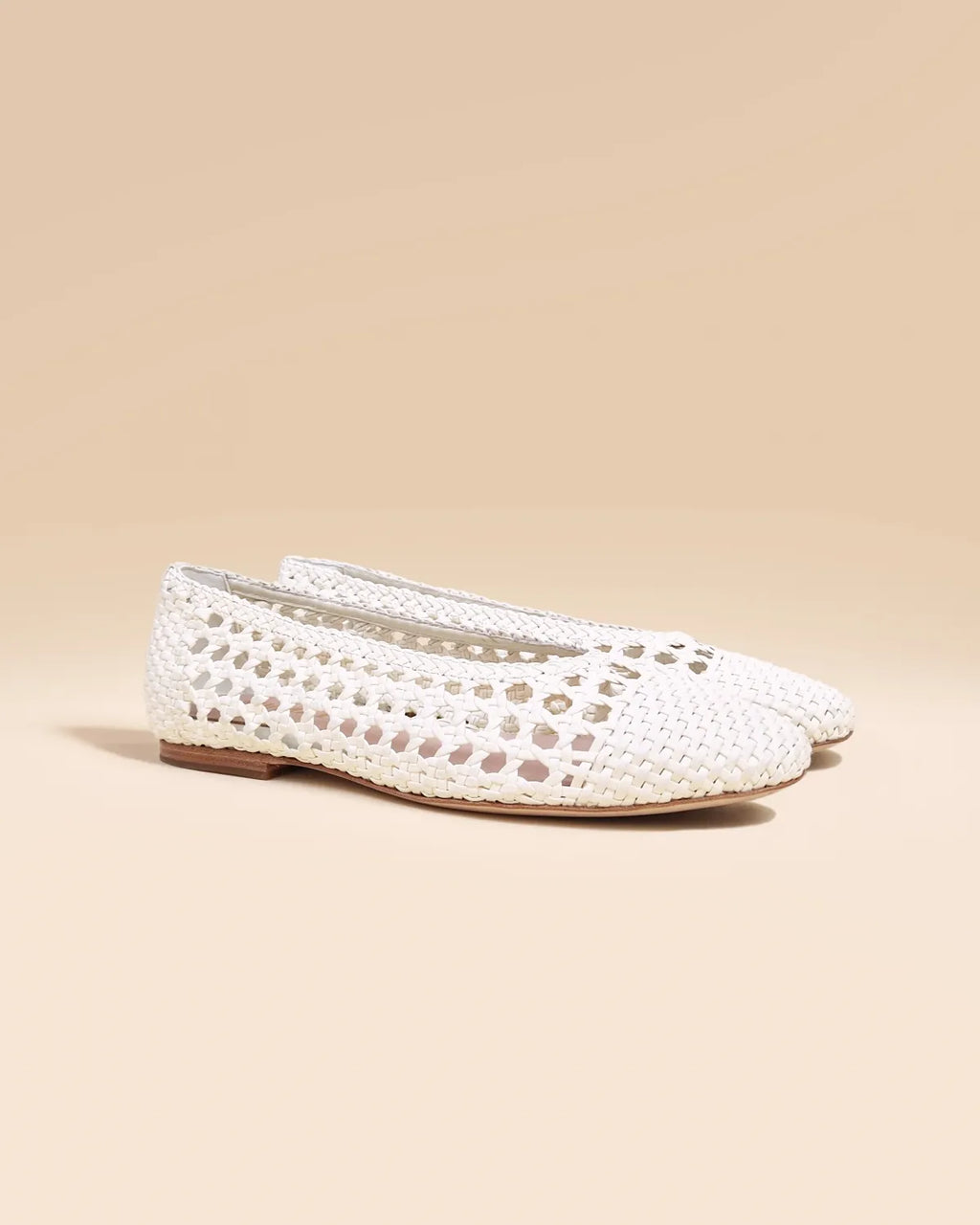 Aria White braided faux leather ballerina flat