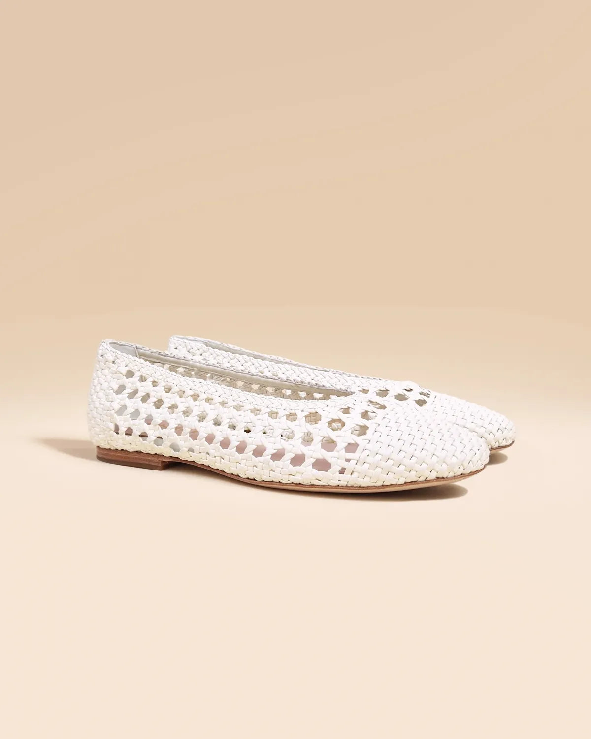 Aria White braided faux leather ballerina flat