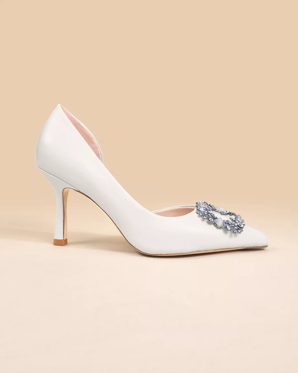 Escarpins en cuir blanc à ornement cristaux et strass Astoria White Leather