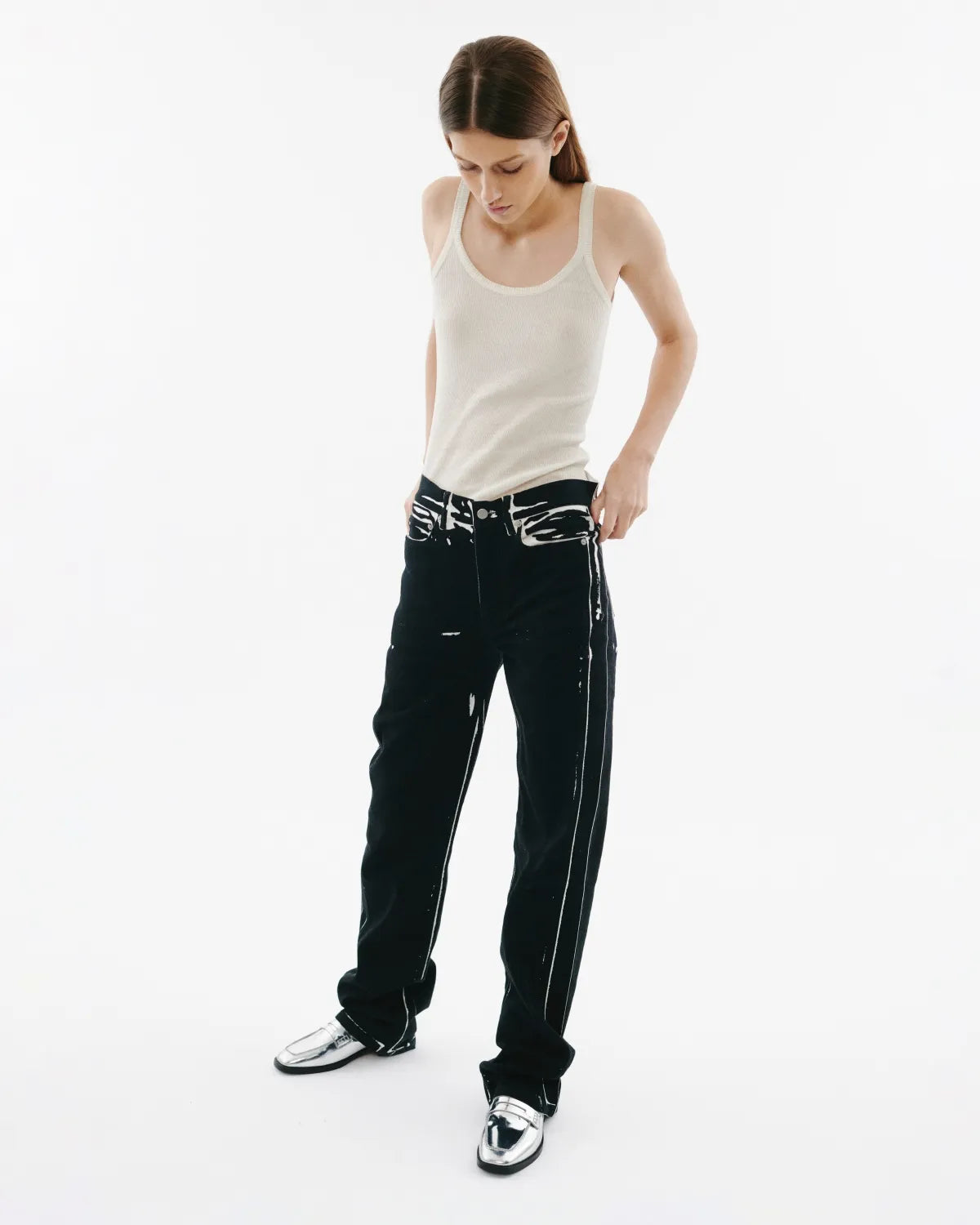 Mocassin en cuir argenté Luciano Silver