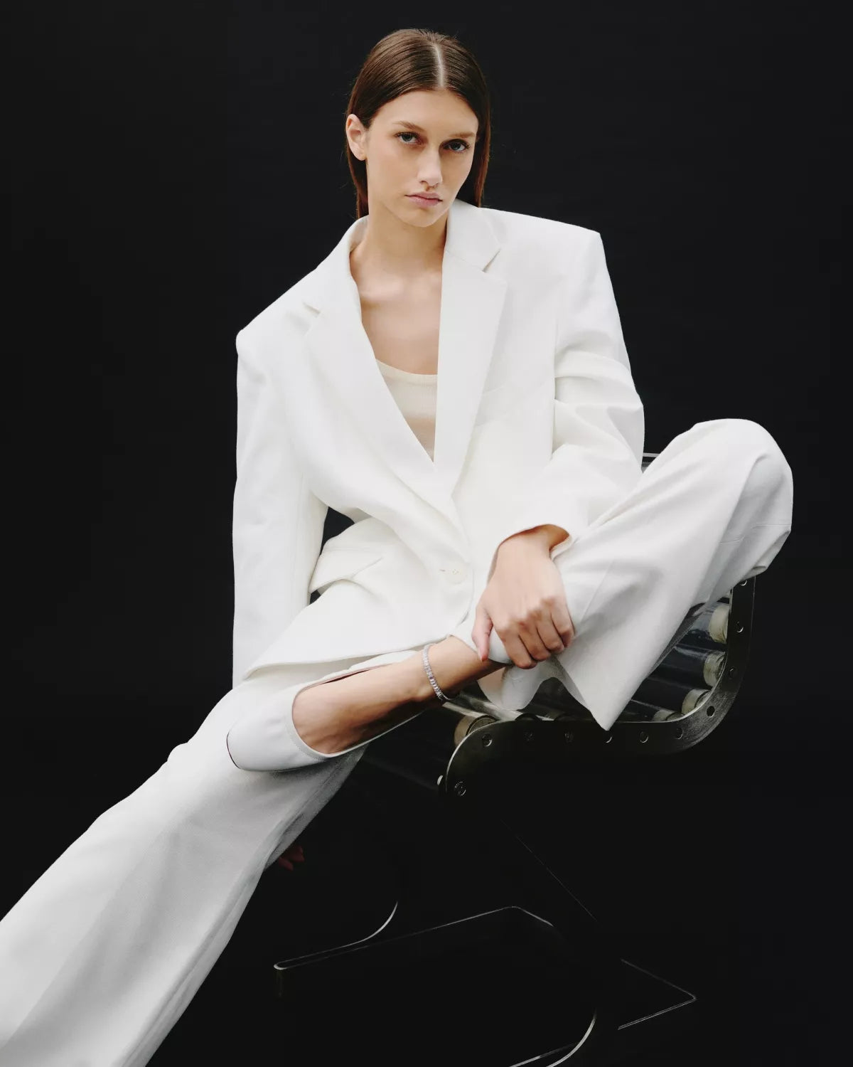 Ballerines à chaines amovibles dorée ou à cristaux Frida White