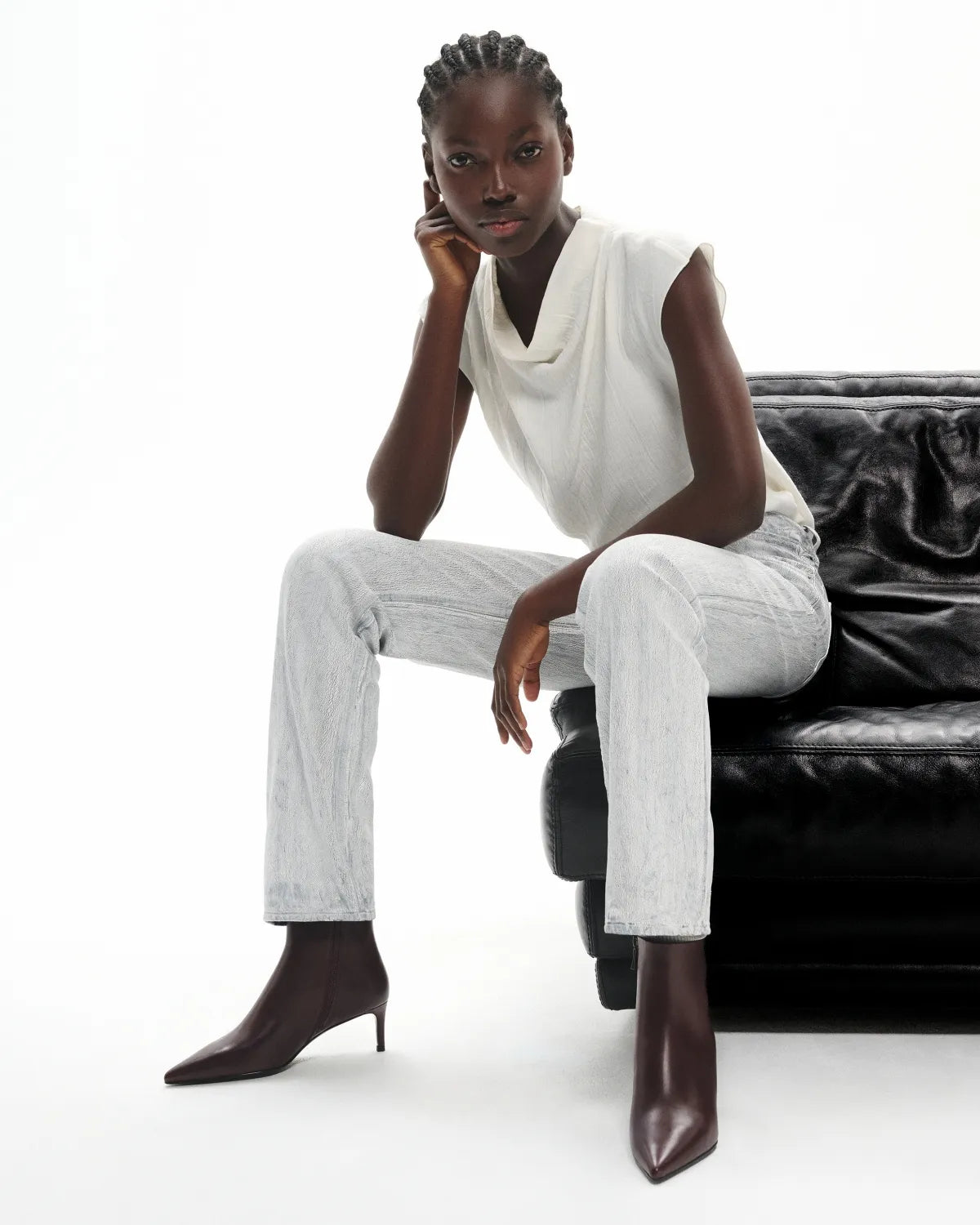 Bottines à talon et bout pointu Noura Low Burgundy