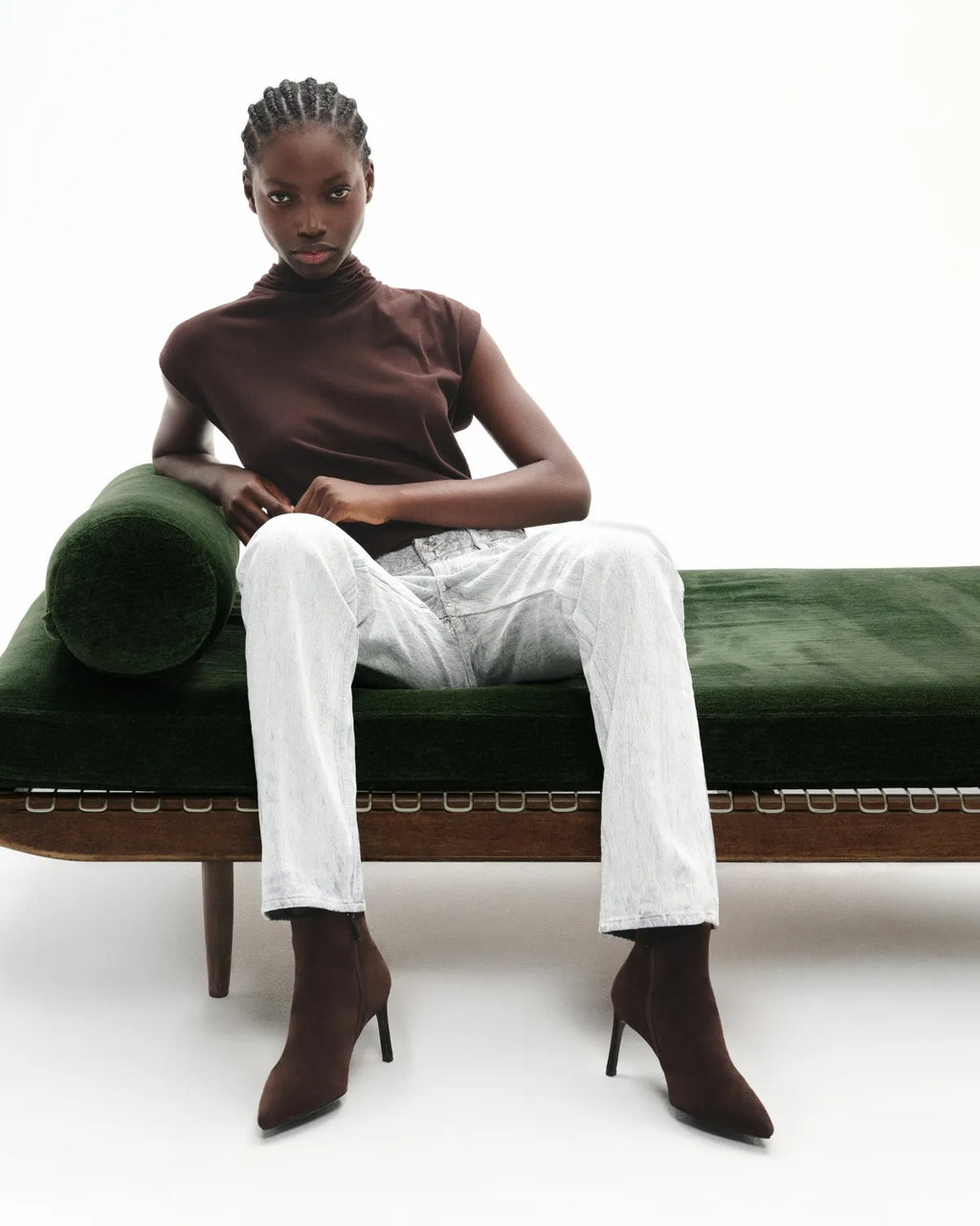 Noura Chocolate Suede pointed-toe ankle boots