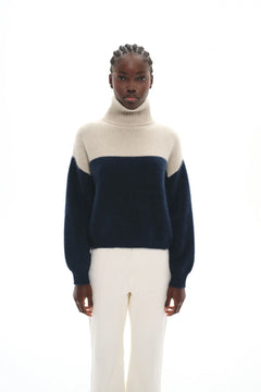 PULL EN MAILLE DE RACOON SOLAL NAVY GREY