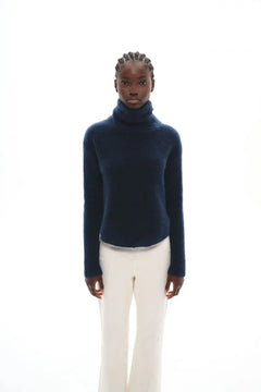 PULL COL ROULE EN MAILLE DE RACCOON DANO NAVY