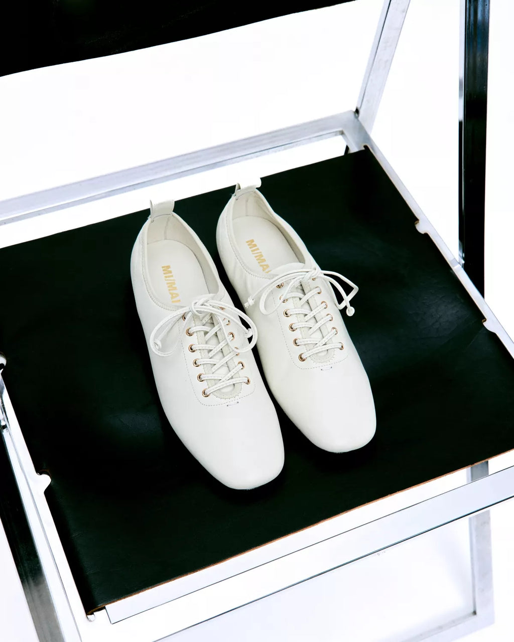 Derby slip-on plate en cuir blanc souple Serge Off-White