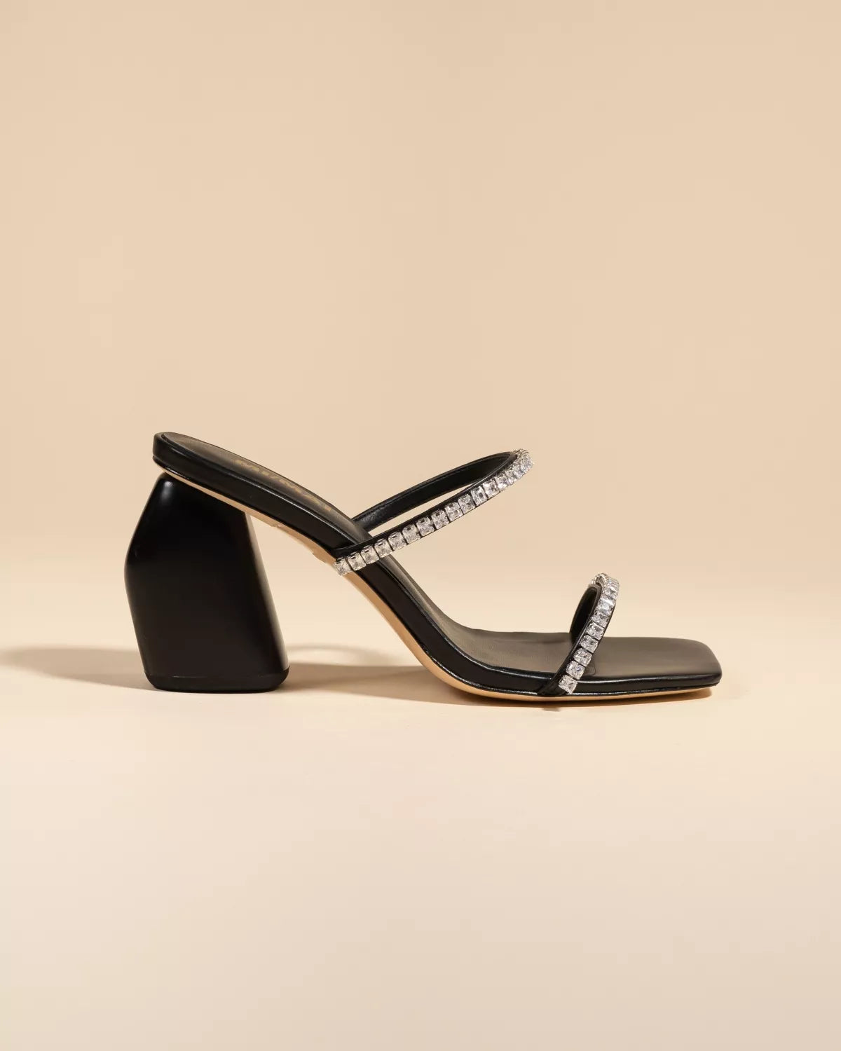 Sandale mule à talon et brides en strass Tilda High Black Crystals
