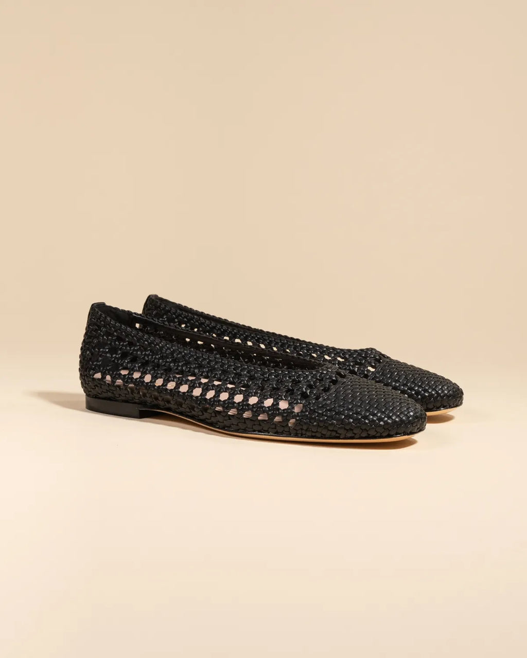 Aria Black braided faux leather ballerina flat