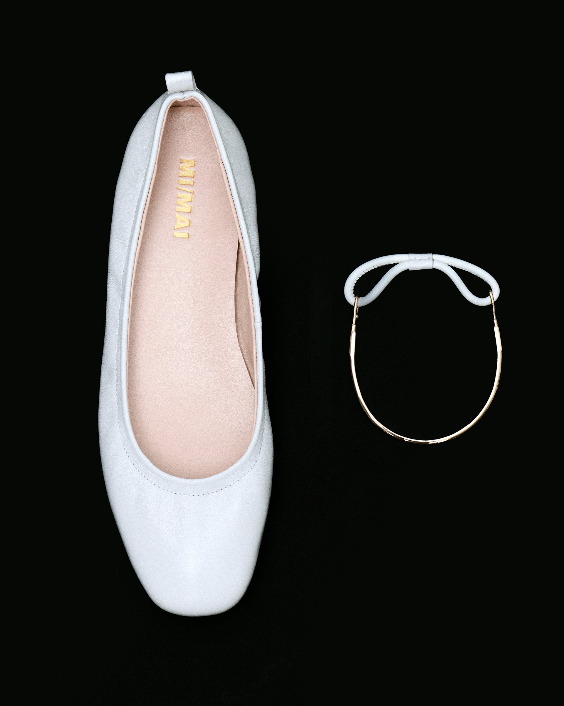 Ballerines à chaines amovibles dorée ou à cristaux Frida White