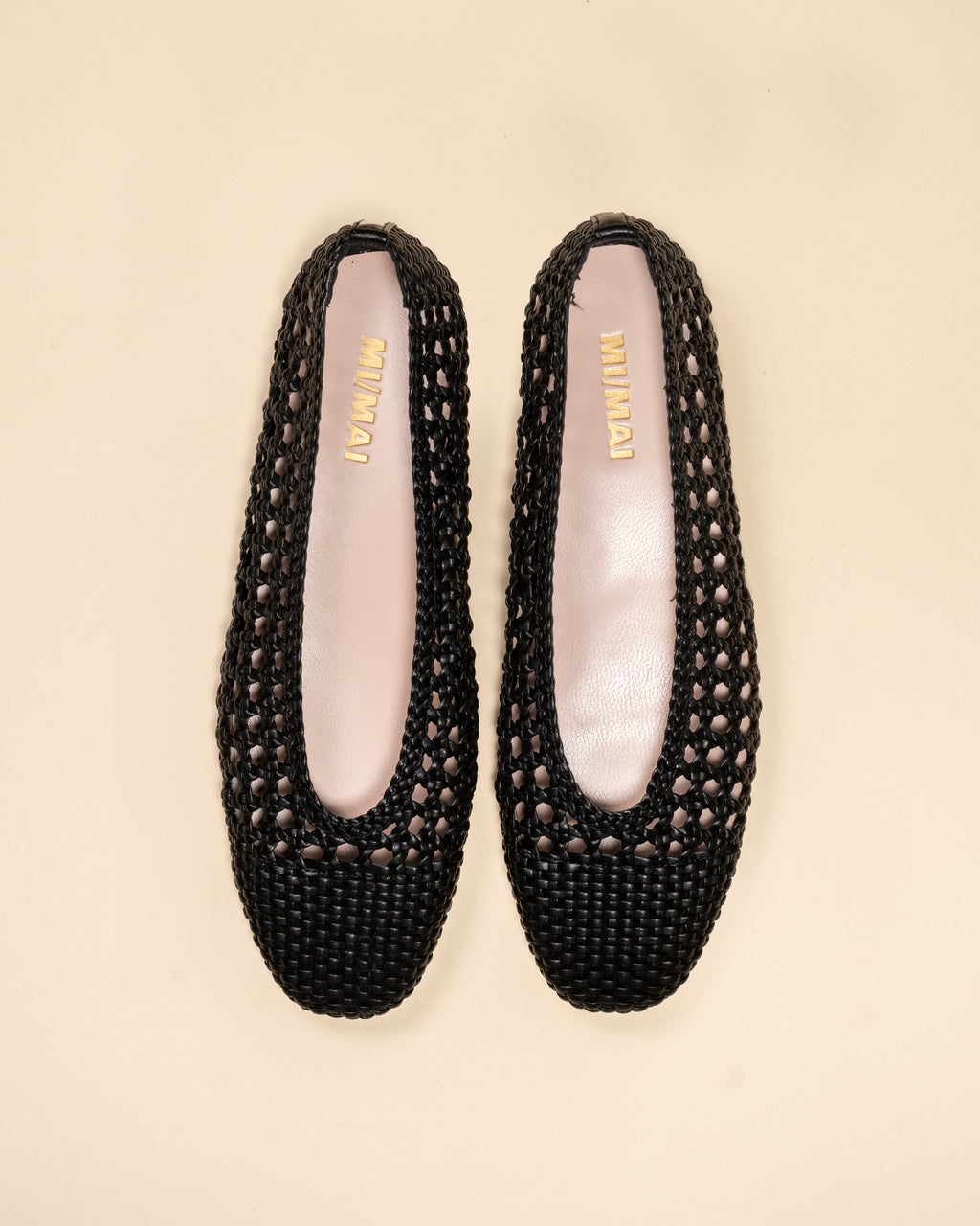 Aria Black braided faux leather ballerina flat