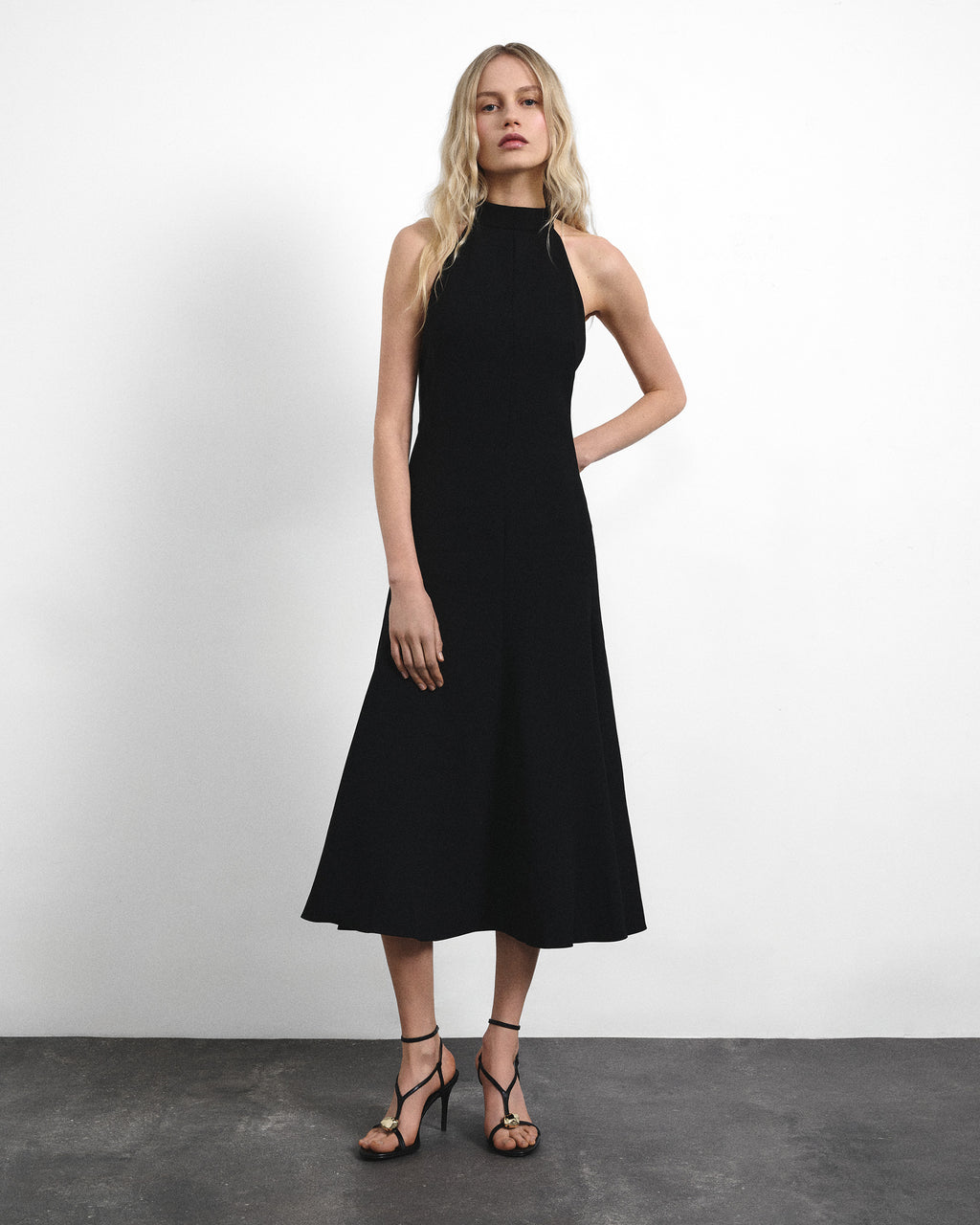 Isamu Chocolate Patent multi-strap mule with high heel and square toe in brown patent leather